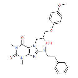 7-(2-hydroxy-3-(4-methoxyphenoxy)propyl)-1,3-dimethyl-8-(phenethylamino)-3,7-dihydro-1H-purine-2,6-dione Structure
