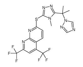 1,8-Naphthyridine,7-[[4-methyl-5-[1-methyl-1-(1H-1,2,4-triazol-1-yl)ethyl]-4H-1,2,4-triazol-3-yl]thio]-2,4-bis(trifluoromethyl)-(9CI) picture