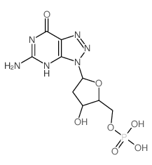 [5-(3-amino-5-oxo-2,4,7,8,9-pentazabicyclo[4.3.0]nona-1,3,6-trien-9-yl)-3-hydroxy-oxolan-2-yl]methoxyphosphonic acid Structure