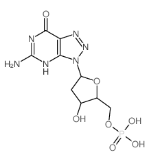 [5-(3-amino-5-oxo-2,4,7,8,9-pentazabicyclo[4.3.0]nona-1,3,6-trien-9-yl)-3-hydroxy-oxolan-2-yl]methoxyphosphonic acid structure