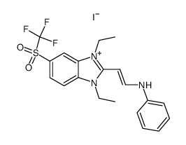 1,3-diethyl-2-(2-anilinovinyl)-5-trifluoromethylsulfonylbenzimidazolium iodide结构式