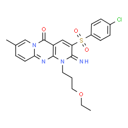 3-[(4-chlorophenyl)sulfonyl]-1-(3-ethoxypropyl)-2-imino-8-methyl-1,2-dihydro-5H-dipyrido[1,2-a:2,3-d]pyrimidin-5-one structure