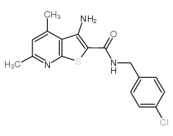 3-amino-N-[(4-chlorophenyl)methyl]-4,6-dimethylthieno[2,3-b]pyridine-2-carboxamide结构式