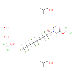 diaquatetrachloro[mu-[N-ethyl-N-[(heptadecafluorooctyl)sulphonyl]glycinato-O1:O1']]-mu-hydroxybis(2-methylpropanol)dichromium结构式