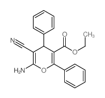 4H-Pyran-3-carboxylicacid, 6-amino-5-cyano-2,4-diphenyl-, ethyl ester结构式