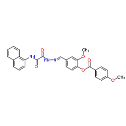 2-Methoxy-4-[(E)-{[(1-naphthylamino)(oxo)acetyl]hydrazono}methyl]phenyl 4-methoxybenzoate Structure