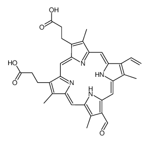 3,3'-(8-Formyl-3,7,12,17-tetramethyl-13-vinyl-2,18-porphyrindiyl) dipropanoic acid Structure