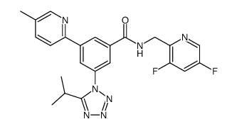 N-(3,5-difluoropyridin-2-yl-methyl)-3-(5-isopropyltetrazol-1-yl)-5-(5-methylpyridin-2-yl)benzamide结构式