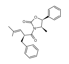 (4R,5S)-3-((S)-2-benzyl-4-methylpent-3-enoyl)-4-methyl-5-phenyloxazolidin-2-one Structure