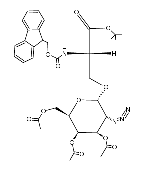 N-(9-Fluorenylmethoxycarbonyl)-O-(3,4,6-tri-O-acetyl-2-azido-2-desoxy-α-D-galactopyranosyl)-L-serin-tert-butylester结构式