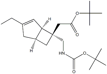 tert-butyl [(1R,5S,6S)-6-(tert-butoxycarbonylamino)methyl-3-ethylbicyclo[3.2.0]hept-3-en-6-yl]acetate Structure