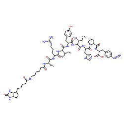 biotinyl-epsilon-aminohexanoyl-alanyl-arginyl-valyl-tyrosyl-isoleucyl-histidyl-prolyl-phenylalanyl(4N3)-hydroxy Structure