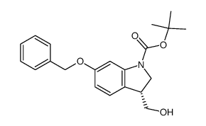 (-)-(3R)-6-(benzyloxy)-1-((tert-butyloxy)carbonyl)-3-(hydroxymethyl)indoline结构式