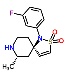 (5R,7S)-1-(3-Fluorophenyl)-7-methyl-2-thia-1,8-diazaspiro[4.5]dec-3-ene 2,2-dioxide结构式