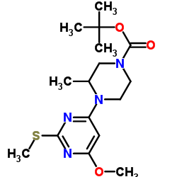 4-(6-Methoxy-2-Methylsulfanyl-pyrimidin-4-yl)-3-Methyl-piperazine-1-carboxylic acid tert-butyl ester Structure