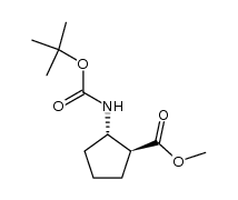 N-(tert-butyloxycarbonyl)-trans-(1S,2S)-2-aminocyclopentanecarboxylic acid methyl ester Structure