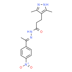 3-(3,5-dimethyl-1H-pyrazol-4-yl)-N'-[(1E)-1-(4-nitrophenyl)ethylidene]propanehydrazide结构式