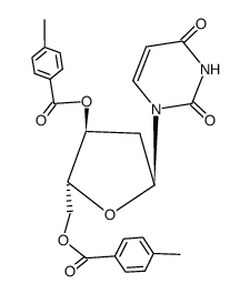 1-[O3,O5-bis-(4-methyl-benzoyl)-α-D-erythro-2-deoxy-pentofuranosyl]-1H-pyrimidine-2,4-dione Structure
