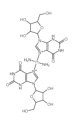 azanide; 9-[3,4-dihydroxy-5-(hydroxymethyl)oxolan-2-yl]-3H-purine-2,6-dione; platinum(+2) cation structure