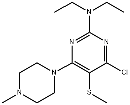 4-Chloro-2-diethylamino-6-(4-methylpiperazino)-5-(methylthio)pyrimidine structure