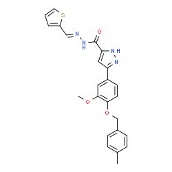 (E)-3-(3-methoxy-4-((4-methylbenzyl)oxy)phenyl)-N-(thiophen-2-ylmethylene)-1H-pyrazole-5-carbohydrazide结构式