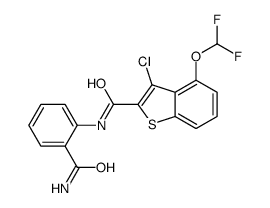 N-(2-carbamoylphenyl)-3-chloro-4-(difluoromethoxy)-1-benzothiophene-2-carboxamide结构式