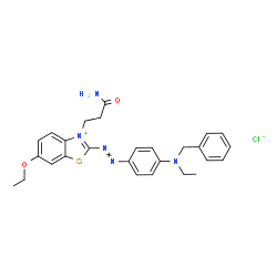 3-(3-amino-3-oxopropyl)-2-[[4-(benzylethylamino)phenyl]azo]-6-ethoxybenzothiazolium chloride structure
