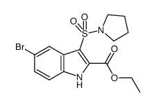 ethyl 5-bromo-3-(pyrrolidin-1-ylsulfonyl)-1H-indole-2-carboxylate结构式