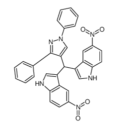 3-[(1,3-diphenylpyrazol-4-yl)-(5-nitro-1H-indol-3-yl)methyl]-5-nitro-1H-indole结构式