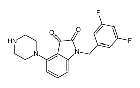 1-[(3,5-difluorophenyl)methyl]-4-piperazin-1-ylindole-2,3-dione结构式