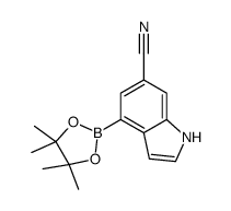 4-(4,4,5,5-tetramethyl-1,3,2-dioxaborolan-2-yl)-1H-indole-6-carbonitrile结构式