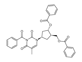 (1S,2R,4R)-4-(3-benzoyl-5-methyl-2,4-dioxo-3,4-dihydropyrimidin-1(2H)-yl)-2-((benzoyloxy)methyl)cyclopentyl benzoate Structure