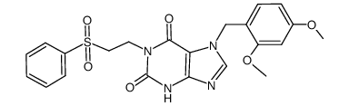 1-(2-phenylsulfonylethyl)-7-(2,4-dimethoxybenzyl)-3,7-dihydropurine-2,6-dione结构式