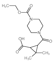 3-{[4-(Ethoxycarbonyl)piperazin-1-yl]carbonyl}-2,2-dimethylcyclopropanecarboxylic acid结构式