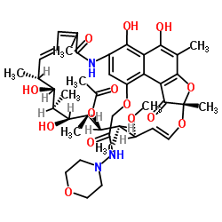(7S,9E,11S,12R,13S,14R,15R,16R,17S,18S)-2,15,17,29-Tetrahydroxy-11-methoxy-3,7,12,14,16,18,22-heptamethyl-27-[2-(4-morpholinylamino)-2-oxoethoxy]-6,23-dioxo-8,30-dioxa-24-azatetracyclo[23.3.1.14,7.05,28]triaconta-1(29),2,4,9,19,21,25,27-octaen-13-yl acetate结构式