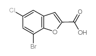 7-溴-5-氯-1-苯并呋喃-2-羧酸结构式