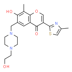 7-hydroxy-6-((4-(2-hydroxyethyl)piperazin-1-yl)methyl)-8-methyl-3-(4-methylthiazol-2-yl)-4H-chromen-4-one Structure