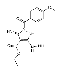 1-(p-Anisoyl)-3-hydrazino-5-imino-Δ3-pyrazolin-4-carbonsaeure-ethylester Structure