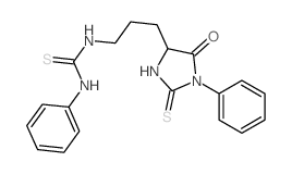 1-[3-(5-oxo-1-phenyl-2-sulfanylidene-imidazolidin-4-yl)propyl]-3-phenyl-thiourea结构式