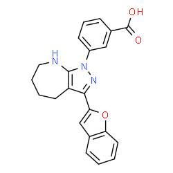 Benzoic acid, 3-[3-(2-benzofuranyl)-5,6,7,8-tetrahydropyrazolo[3,4-b]azepin-1(4H)-yl]- (9CI)结构式
