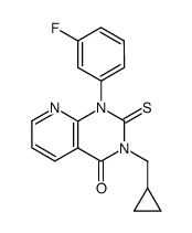 3-cyclopropylmethyl-1-(3-fluoro-phenyl)-2-thioxo-2,3-dihydro-1H-pyrido[2,3-d]pyrimidin-4-one结构式