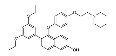 6-(3,5-bis-ethylsulfanyl-phenyl)-5-[4-(2-piperidin-1-yl-ethoxy)-phenoxy]-naphthalen-2-ol Structure