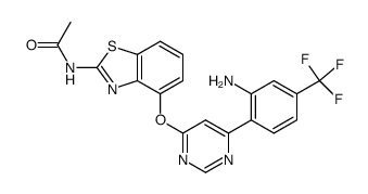 N-(4-(6-(2-amino-4-(trifluoromethyl)phenyl)pyrimidin-4-yloxy)-benzo[d]thiazol-2-yl)acetamide结构式