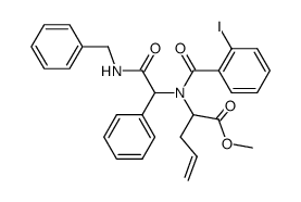 2-[(Benzylcarbamoyl-phenyl-methyl)-(2-iodo-benzoyl)-amino]-pent-4-enoic acid methyl ester Structure