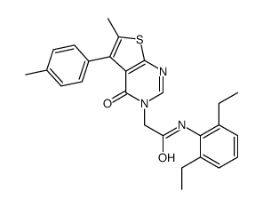 N-(2,6-diethylphenyl)-2-[6-methyl-5-(4-methylphenyl)-4-oxothieno[2,3-d]pyrimidin-3-yl]acetamide Structure
