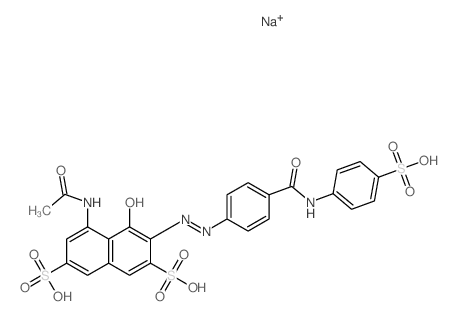 2,7-Naphthalenedisulfonicacid,5-(acetylamino)-4-hydroxy-3-[2-[4-[[(4-sulfophenyl)amino]carbonyl]phenyl]diazenyl]-,sodium salt (1:3)结构式