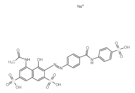 2,7-Naphthalenedisulfonicacid,5-(acetylamino)-4-hydroxy-3-[2-[4-[[(4-sulfophenyl)amino]carbonyl]phenyl]diazenyl]-,sodium salt (1:3) structure