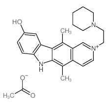 9-Hydroxy-2-(2-piperidinylethyl)ellipticinium acetate Structure