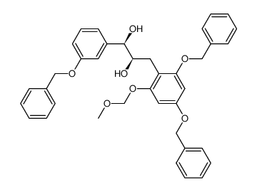 (1R,2R)-1-(3'-benzyloxyphenyl)-3-(2''-methoxymethyloxy-4'',6''-dibenzyloxyphenyl)propane-1,2-diol结构式