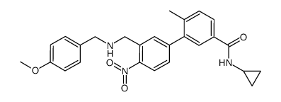 N-(4-methoxybenzyl)-(5-(3-N-cyclopropyl-4-methylbenzamide)-2-nitrophenyl)methanamine结构式